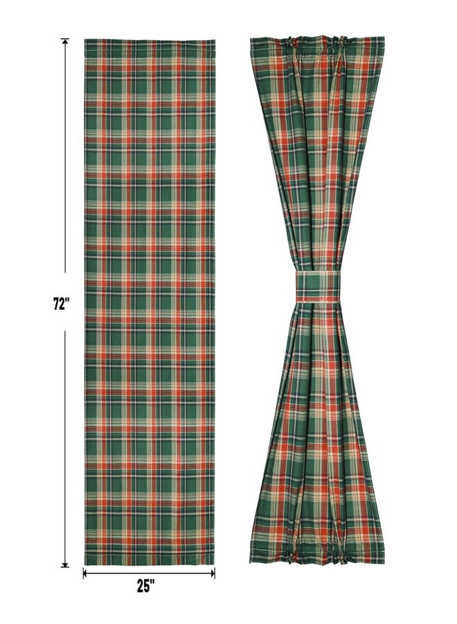 Moslovstar French Door Curtains Set of 2, Elegant Scottish Tartan Front Door Curtain Dual Rod Pocket Tiebacks Included, 25" W x 72" L - Image 2